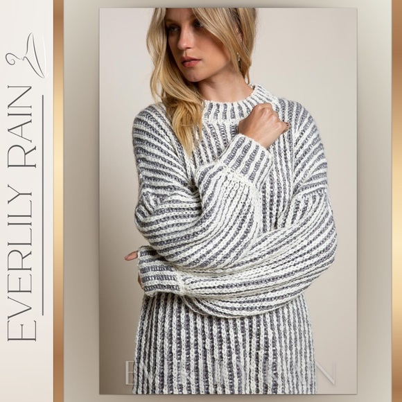 LAST ONE! POL Cozy Handmade Weave Striped Sweater - Picture 7 of 12